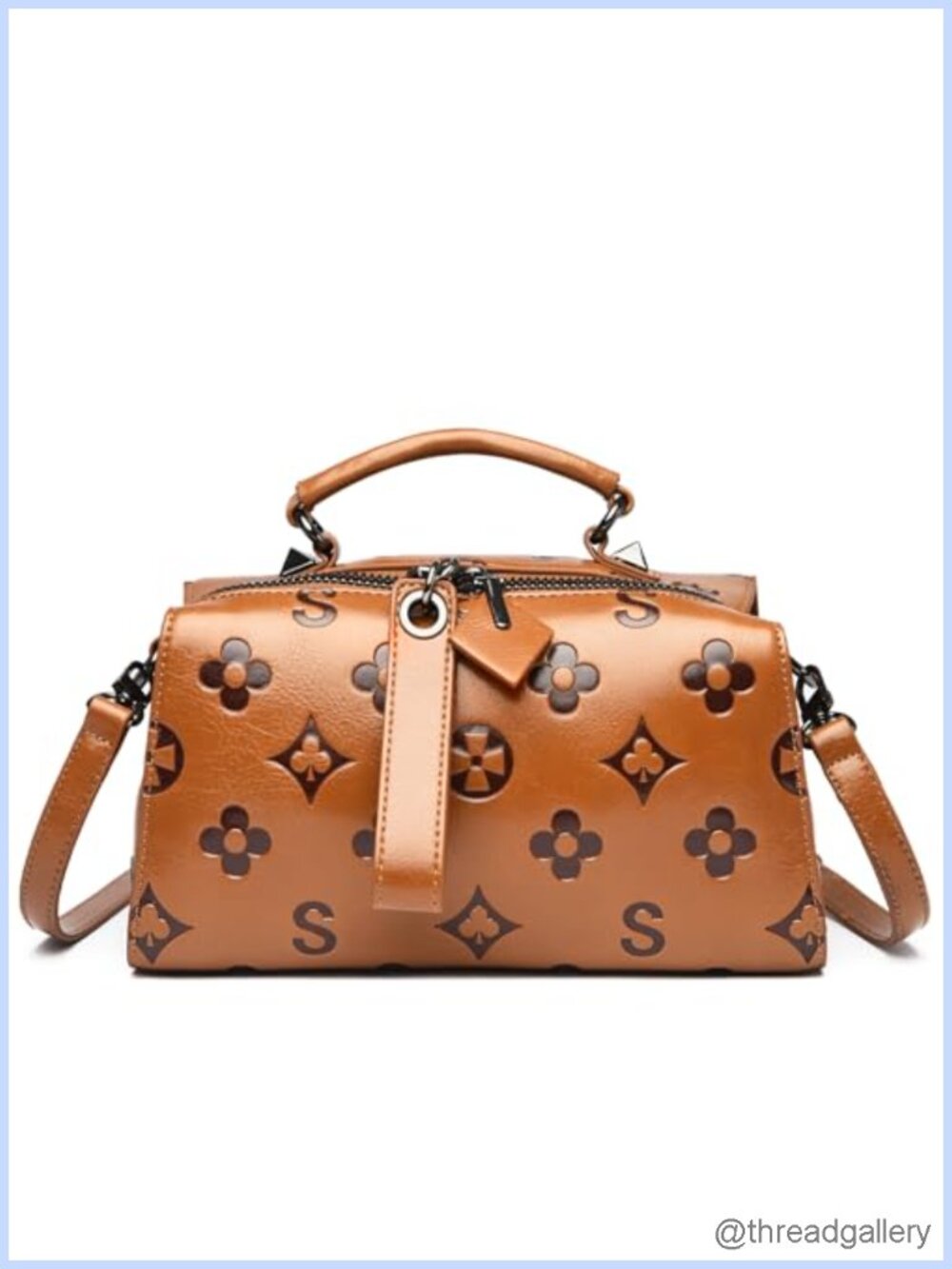 Faux Leather Embossed Top Handle Crossbody Purse Small Satchel Tote Wristlet